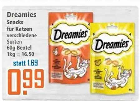 Dreamies Snacks für Katzen - Verschiedene Sorten im 60g Beutel