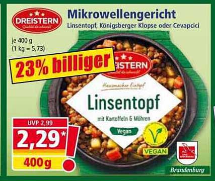 DREISTERN Mikrowellengericht Linsentopf 400 g
