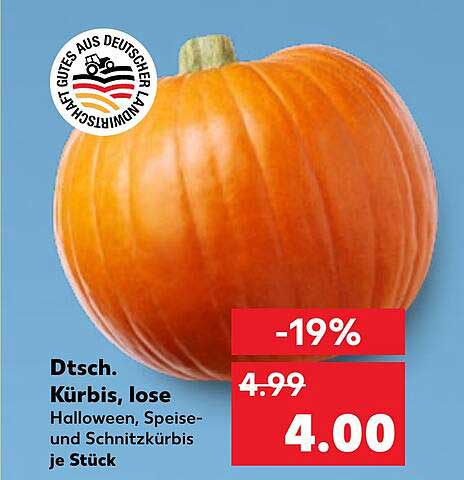 Dtsch. Kürbis, lose - Halloween, Speise- und Schnitzkürbis je Stück