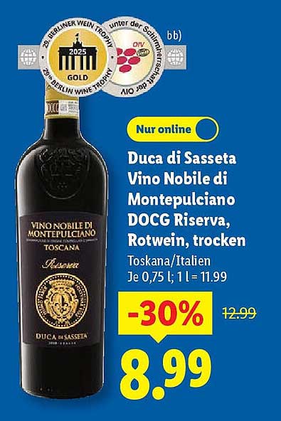 Duca di Sasseta Vino Nobile di Montepulciano DOCG Riserva, Rotwein, trocken