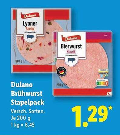 Dulano Brühwurst Stapelpack - Lyoner und Bierwurst