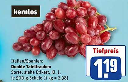 Dunkle Tafeltrauben (kernlos) - Italien/Spanien
