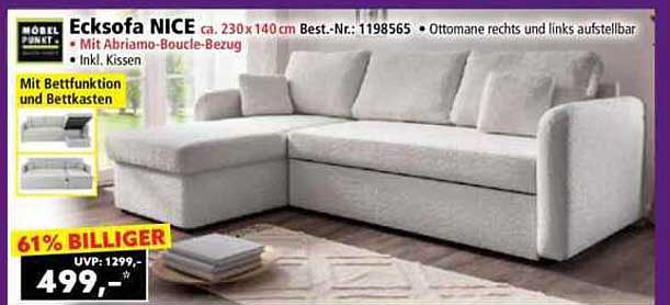 Ecksofa NICE mit Bettfunktion und Bettkasten