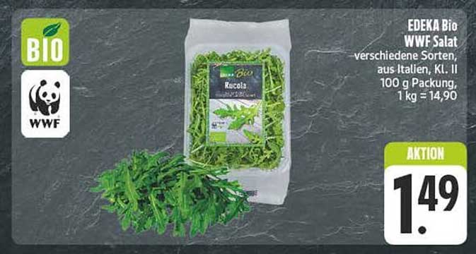 EDEKA Bio WWF Salat verschiedene Sorten, aus Italien, 100 g Verpackung