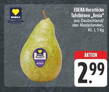 EDEKA Herzstücke Tafelbirnen „Xenia“ aus Deutschland/Niederlanden, Kl. I, 1 kg
