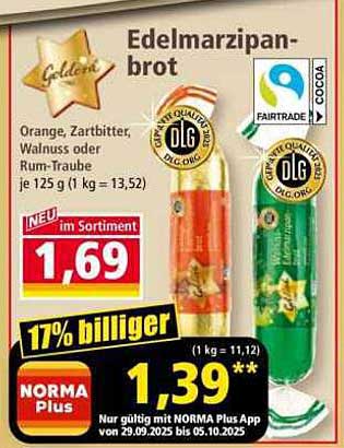 Edelmarzipan-Brot – Orange, Zartbitter, Walnuss oder Rum-Traube je 125 g