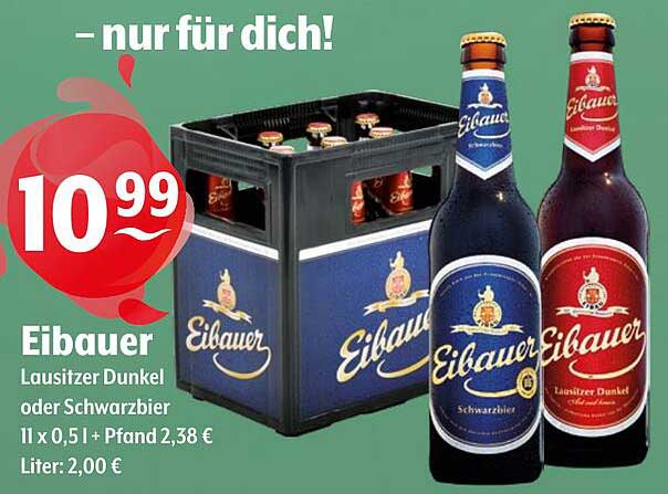 Eibauer Lausitzer Dunkel oder Schwarzbier 11 x 0,5 l