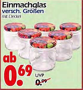 Einmachglas verschiedene Größen mit Deckel