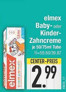 elmex Baby- oder Kinder-Zahncreme je 50/75ml Tube