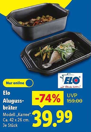 Elo Aluguss-Bräter Modell „Karree“ - 42 x 26 cm