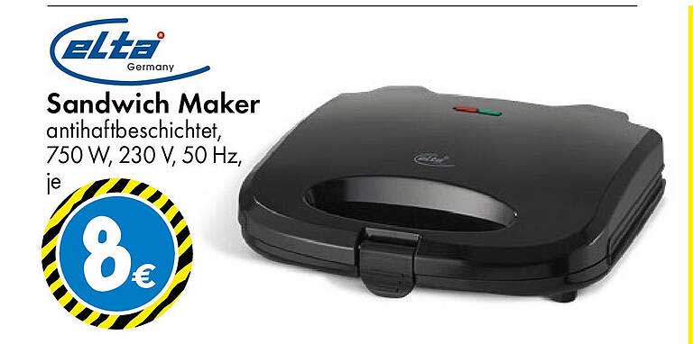 Elta Sandwich Maker – antihaftbeschichtet, 750 W
