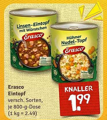 Erasco Eintopf, verschiedene Sorten