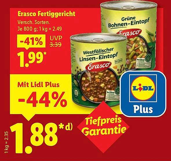 Erasco Fertiggericht - Verschiedene Sorten