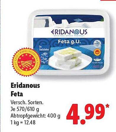Eridanous Feta g.U. in Salzlake