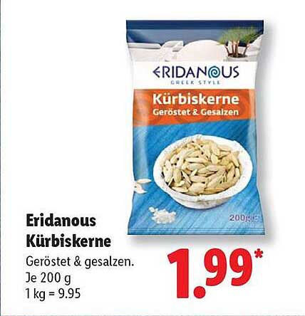 Eridanous Kürbiskerne 200 g - Geröstet & Gesalzen
