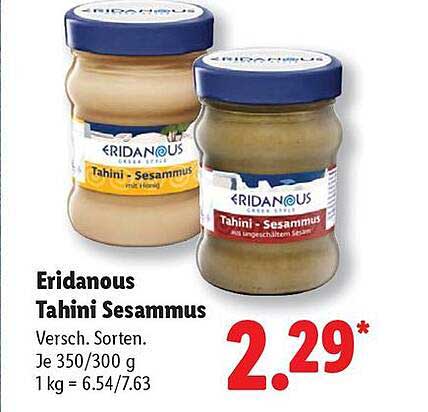 Eridanous Tahini Sesamuss – Verschiedene Sorten