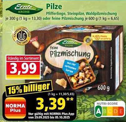 Ernte Krone Pilze - Feine Pilzmischung 600 g