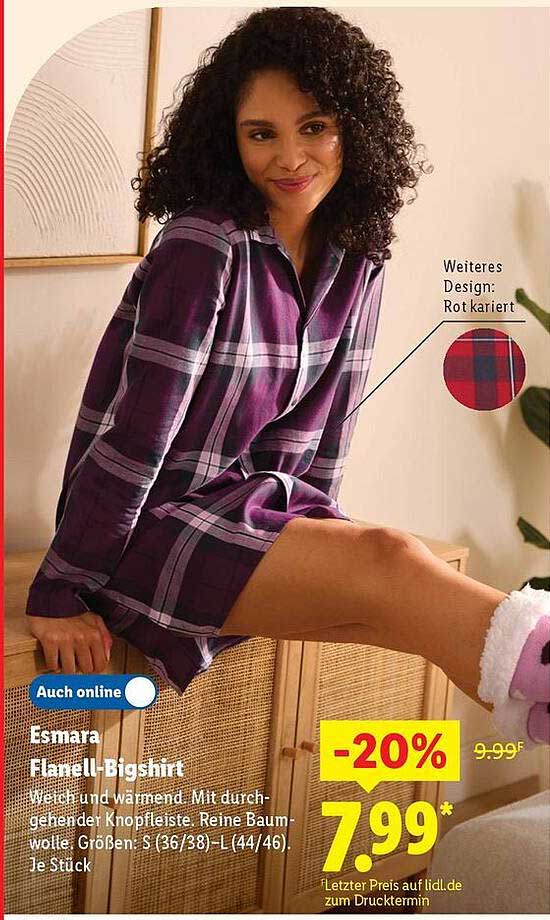 Esmara Flanell-Bigshirt - 20% Rabatt auf kuschelige Wärme!