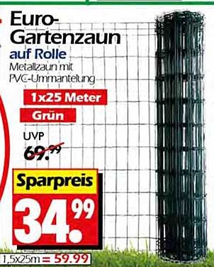 Euro-Gartenzaun auf Rolle – Metallzaun mit PVC-Ummantelung
