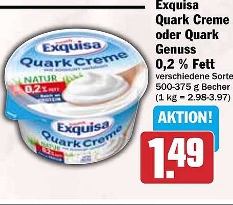 Exquisa Quark Creme oder Quark Genuss 0,2 % Fett