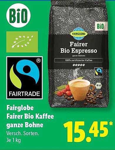 Fairglobe Fairer Bio Kaffee ganze Bohne