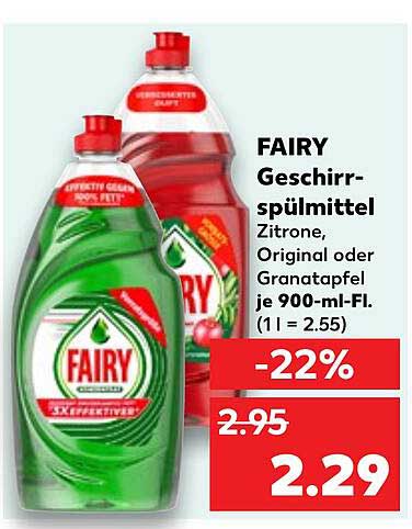 FAIRY Geschirrspülmittel Zitrone, Original oder Granatapfel je 900-ml-Fl.