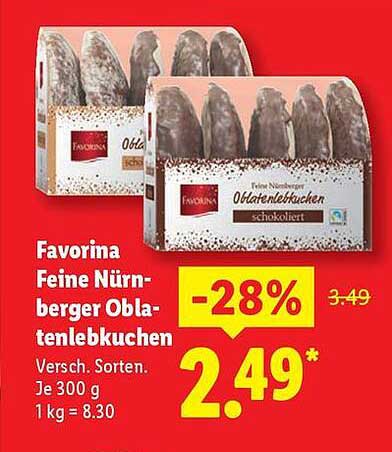 Favorina Feine Nürnberger Oblatenlebkuchen Schokoliert
