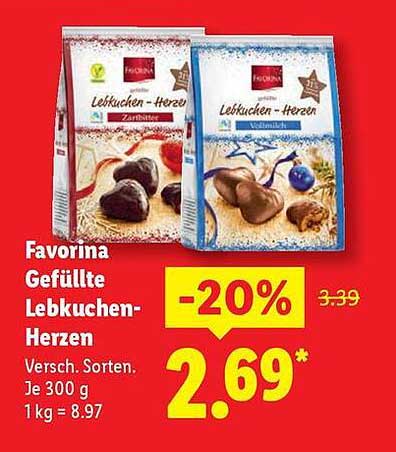 Favorina Gefüllte Lebkuchen-Herzen