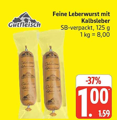 Feine Leberwurst mit Kalbsleber, SB-verpackt, 125 g