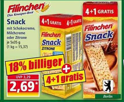 Filinchen Snack mit Schokocreme, Milchcreme oder Zitrone