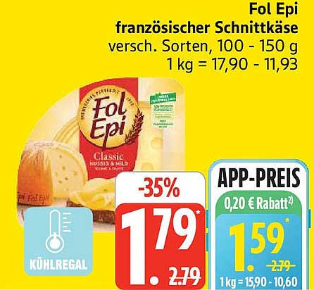 Fol Epi französischer Schnittkäse, verschiedene Sorten, 100 - 150 g