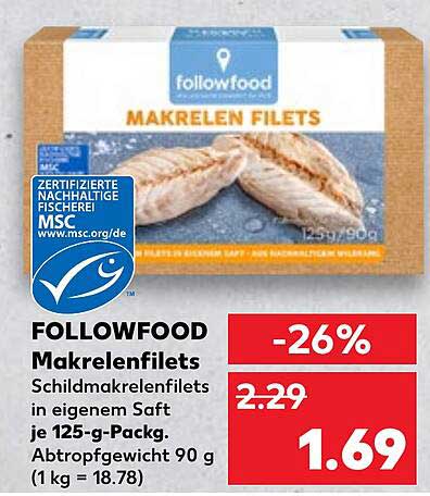 FOLLOWFOOD Makrelenfilets in eigenem Saft