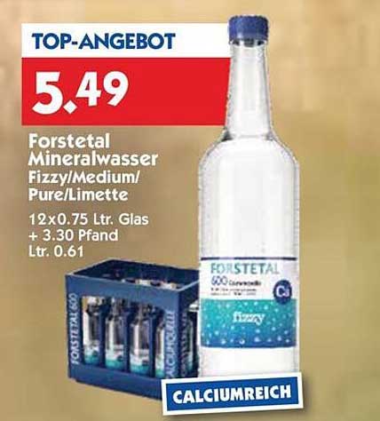 Forstetal Mineralwasser Fizzy/Medium/Pure/Limette 12x0.75 Ltr.