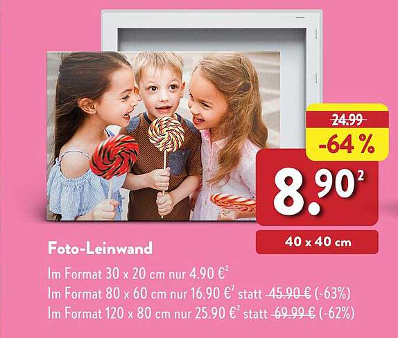 Foto-Leinwand 40 x 40 cm nur für 8,90 €