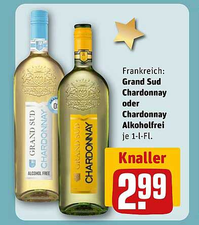 Frankreich: Grand Sud Chardonnay oder Chardonnay Alkoholfrei je 1-l-Fl.