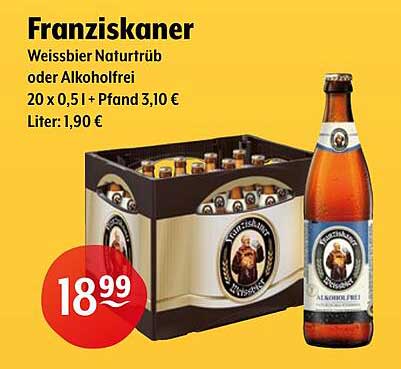 Franziskaner Weissbier Naturtrüb oder Alkoholfrei 20 x 0,5l