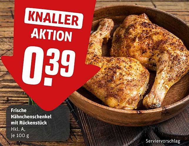Frische Hähnchenschenkel mit Rückenstück