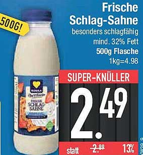 Frische Schlag-Sahne 500g - besonders schlagfähig, mind. 32% Fett