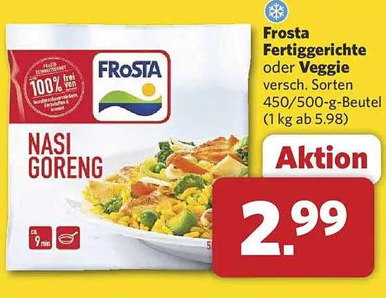 Frosta Fertiggerichte oder Veggie Nasi Goreng 450/500-g-Beutel
