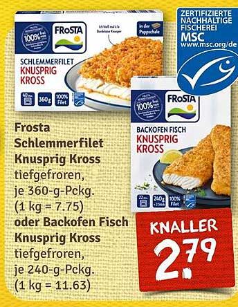Frosta Schlemmerfilet Knusprig Kross 360 g oder Backofen Fisch Knusprig Kross 240 g