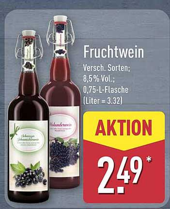 Fruchtwein – Verschiedene Sorten; 8,5% Vol.; 0,75-Liter-Flasche