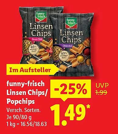 funny-frisch Linsen Chips/Popchips - 25% Rabatt