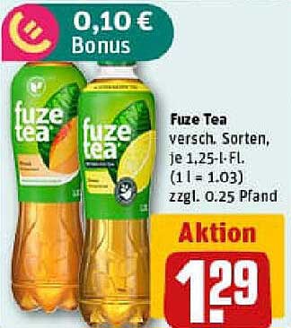 Fuze Tea 1,25-l-Flasche, verschiedene Sorten zum Aktionspreis