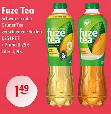 Fuze Tea - Schwarzer oder Grüner Tee in verschiedenen Sorten 1,25 l PET