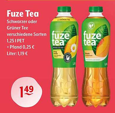 Fuze Tea – Schwarzer oder Grüner Tee, verschiedene Sorten 1,25 l PET