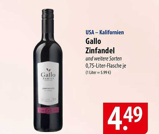 Gallo Zinfandel 0,75-Liter-Flasche