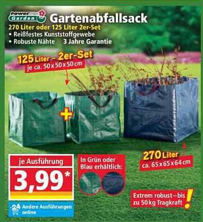 Gartenabfallsack 270 Liter oder 125 Liter 2er-Set