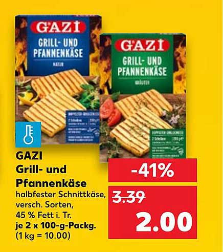 GAZI Grill- und Pfannenkäse - halb fester Schnittkäse, verschiedene Sorten