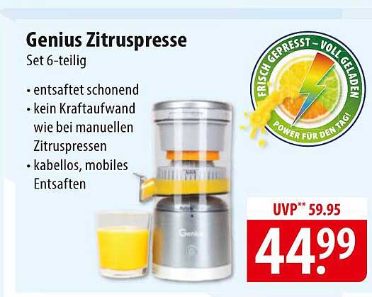 Genius Zitruspresse Set 6-teilig
