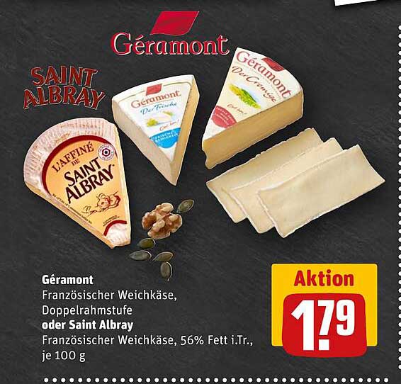 Géramont Französischer Weichkäse, Doppelrahmstufe oder Saint Albray, je 100 g